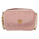 CHANEL Chain Diana Shoulder Bag Leather Pink Gold CC Auth 142311-13