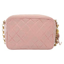 CHANEL Chain Diana Shoulder Bag Leather Pink Gold CC Auth 142311-2