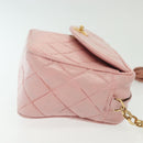 CHANEL Chain Diana Shoulder Bag Leather Pink Gold CC Auth 142311-3