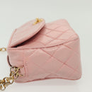 CHANEL Chain Diana Shoulder Bag Leather Pink Gold CC Auth 142311-4