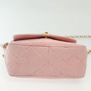CHANEL Chain Diana Shoulder Bag Leather Pink Gold CC Auth 142311-5