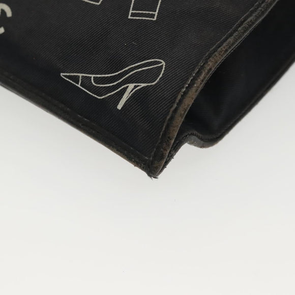 CHANEL Chain Tote Bag Canvas Black Gold CC Auth 142312