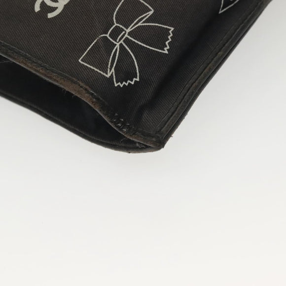 CHANEL Chain Tote Bag Canvas Black Gold CC Auth 142312