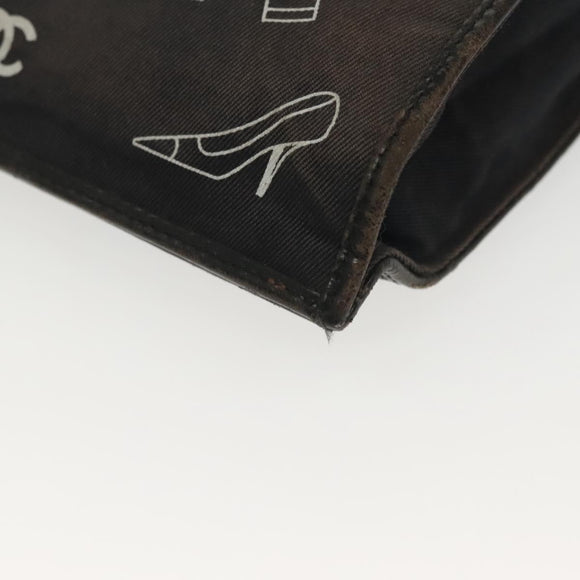 CHANEL Chain Tote Bag Canvas Black Gold CC Auth 142312