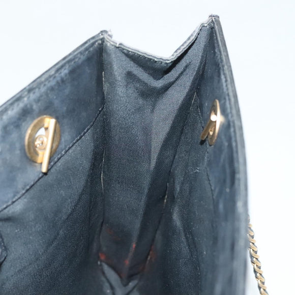 CHANEL Chain Tote Bag Canvas Black Gold CC Auth 142312