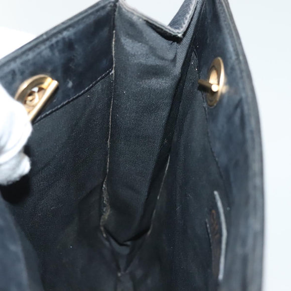 CHANEL Chain Tote Bag Canvas Black Gold CC Auth 142312