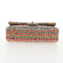 CHANEL Double Flap Matelasse 25 Chain Bag tweed Multicolor Gold CC Auth 142314M-5
