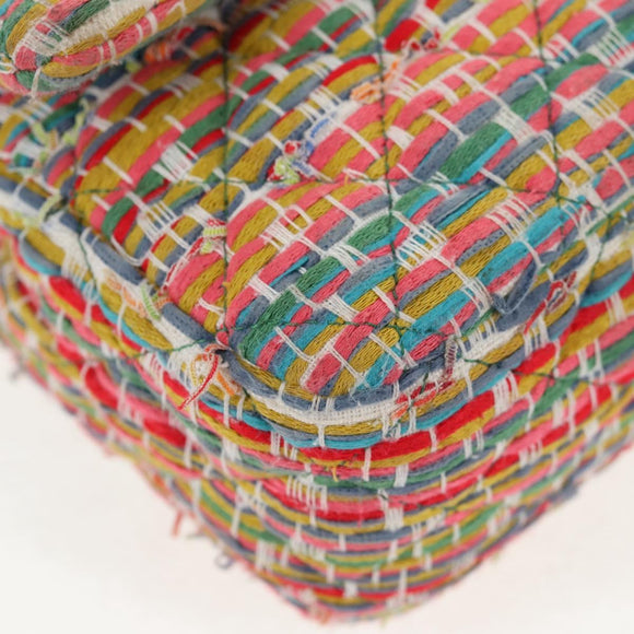 CHANEL Double Flap Matelasse 25 Chain Bag tweed Multicolor Gold CC Auth 142314M