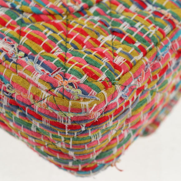 CHANEL Double Flap Matelasse 25 Chain Bag tweed Multicolor Gold CC Auth 142314M