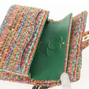 CHANEL Double Flap Matelasse 25 Chain Bag tweed Multicolor Gold CC Auth 142314M-22