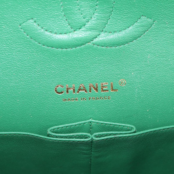 CHANEL Double Flap Matelasse 25 Chain Bag tweed Multicolor Gold CC Auth 142314M