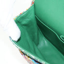 CHANEL Double Flap Matelasse 25 Chain Bag tweed Multicolor Gold CC Auth 142314M-25