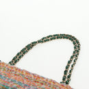 CHANEL Double Flap Matelasse 25 Chain Bag tweed Multicolor Gold CC Auth 142314M-14