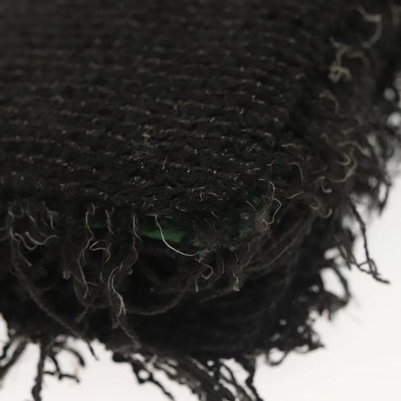 CHANEL Chain Wallet Tweed Black Silver CC Auth 142315