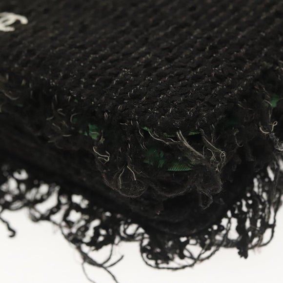 CHANEL Chain Wallet Tweed Black Silver CC Auth 142315