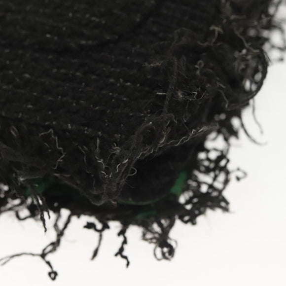 CHANEL Chain Wallet Tweed Black Silver CC Auth 142315