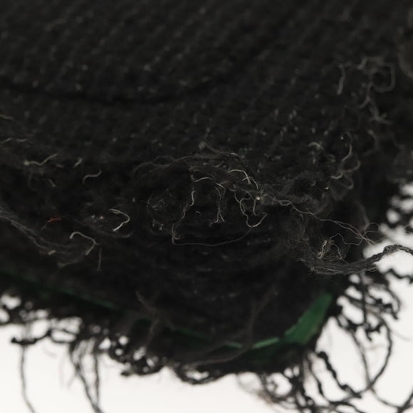 CHANEL Chain Wallet Tweed Black Silver CC Auth 142315