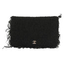 CHANEL Chain Wallet Tweed Black Silver CC Auth 142315-2