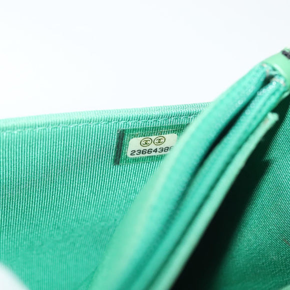 CHANEL Chain Wallet Tweed Black Silver CC Auth 142315