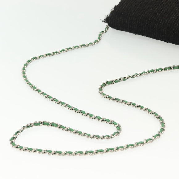 CHANEL Chain Wallet Tweed Black Silver CC Auth 142315