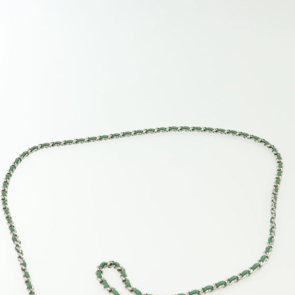 CHANEL Chain Wallet Tweed Black Silver CC Auth 142315