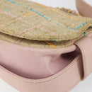 CHANEL Choco Bar 2.55 Shoulder Bag tweed 2way Beige Gold CC Auth 142316-12