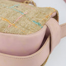 CHANEL Choco Bar 2.55 Shoulder Bag tweed 2way Beige Gold CC Auth 142316-14