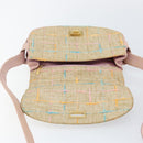 CHANEL Choco Bar 2.55 Shoulder Bag tweed 2way Beige Gold CC Auth 142316-17