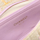 CHANEL Choco Bar 2.55 Shoulder Bag tweed 2way Beige Gold CC Auth 142316-18