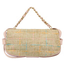 CHANEL Choco Bar 2.55 Shoulder Bag tweed 2way Beige Gold CC Auth 142316-3