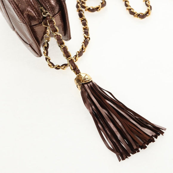 CHANEL COCO Mark Chain Shoulder Bag Caviar Skin Bronze Gold CC Auth 142318V