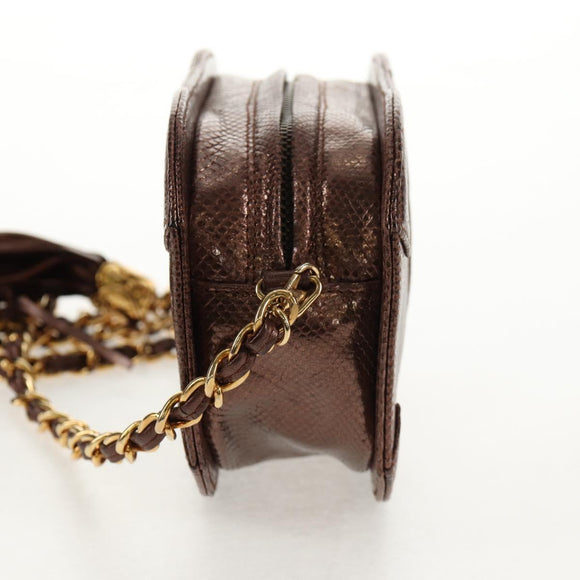 CHANEL COCO Mark Chain Shoulder Bag Caviar Skin Bronze Gold CC Auth 142318V