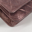 CHANEL Chain Matelasse 2.55 Shoulder Bag Leather Pink Silver CC Auth 142319V-10