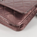 CHANEL Chain Matelasse 2.55 Shoulder Bag Leather Pink Silver CC Auth 142319V-15