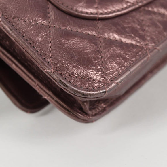 CHANEL Chain Matelasse 2.55 Shoulder Bag Leather Pink Silver CC Auth 142319V