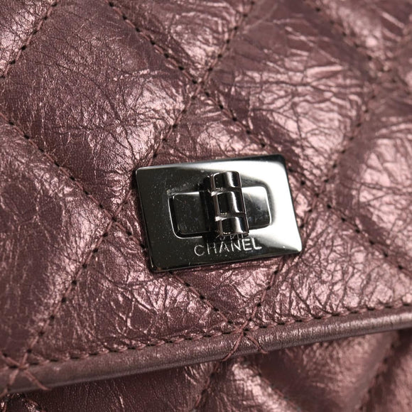 CHANEL Chain Matelasse 2.55 Shoulder Bag Leather Pink Silver CC Auth 142319V