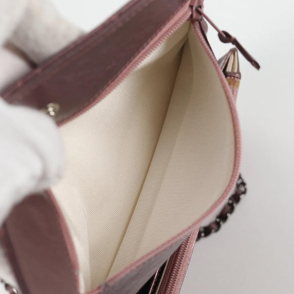 CHANEL Chain Matelasse 2.55 Shoulder Bag Leather Pink Silver CC Auth 142319V