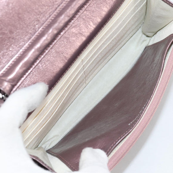 CHANEL Chain Matelasse 2.55 Shoulder Bag Leather Pink Silver CC Auth 142319V