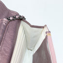 CHANEL Chain Matelasse 2.55 Shoulder Bag Leather Pink Silver CC Auth 142319V-22