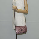 CHANEL Chain Matelasse 2.55 Shoulder Bag Leather Pink Silver CC Auth 142319V-26