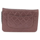 CHANEL Chain Matelasse 2.55 Shoulder Bag Leather Pink Silver CC Auth 142319V-2