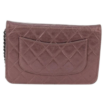 CHANEL Chain Matelasse 2.55 Shoulder Bag Leather Pink Silver CC Auth 142319V - 0