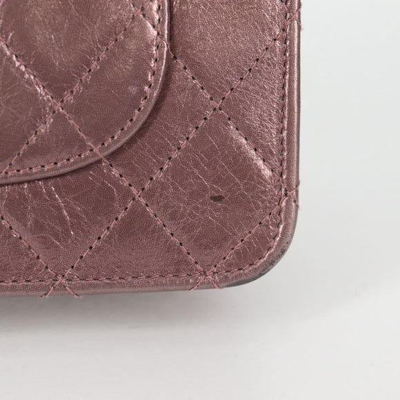 CHANEL Chain Matelasse 2.55 Shoulder Bag Leather Pink Silver CC Auth 142319V