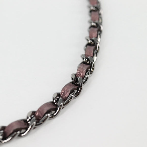 CHANEL Chain Matelasse 2.55 Shoulder Bag Leather Pink Silver CC Auth 142319V