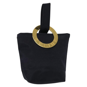 CELINE Pouch Canvas Navy Gold Auth 142320