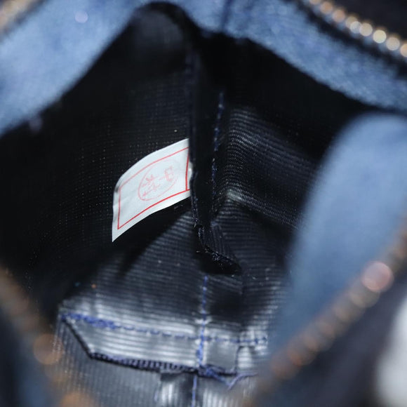 CELINE Pouch Canvas Navy Gold Auth 142320