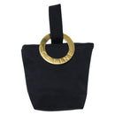 CELINE Pouch Canvas Navy Gold Auth 142320-13