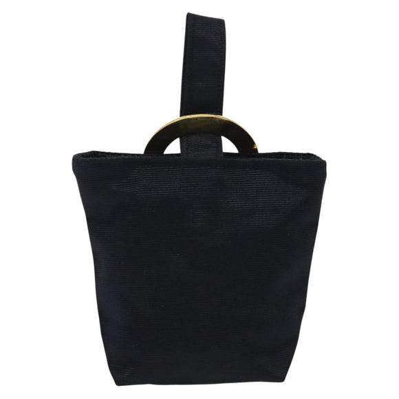 CELINE Pouch Canvas Navy Gold Auth 142320