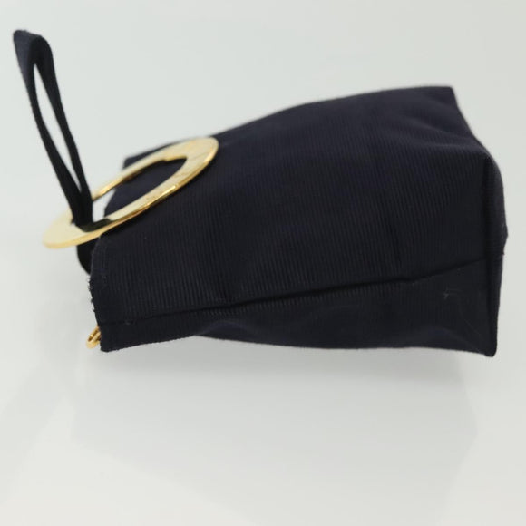 CELINE Pouch Canvas Navy Gold Auth 142320
