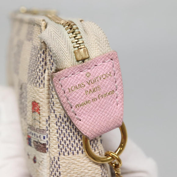 LOUIS VUITTON Damier Azur Mini Pochette Accessoires Pouch N41669 LV Auth 142332